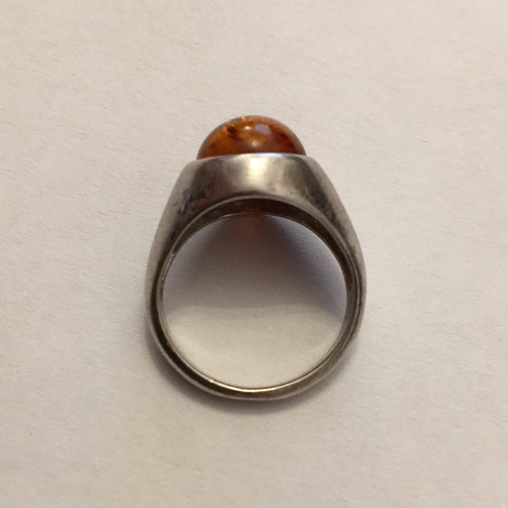 🍭SHELLY🍭Very old Artisan Amber ring in sterling silver (Size 5) - Picture 8 of 11